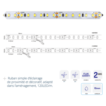  RUBAN 10W 24V 3000K RLX 5M 