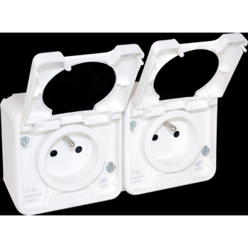  OXXO DBLE PC 2P+T BLANC IP55 