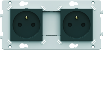  Prise double 2P+T anthracite 