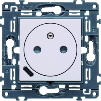  Prise courant aff USB-C blanc 