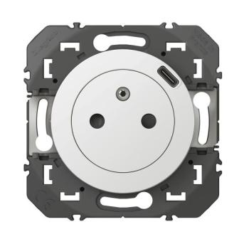  2P+T CHARGEUR USB 1POSTE BLANC 