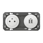  2P+T CHARGEUR USB 2POSTE BLANC 