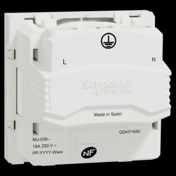  Prise 2P+T FR 90� vis Blanc 