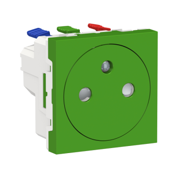  Prise 2P+T FR 90� aff rap Vert 