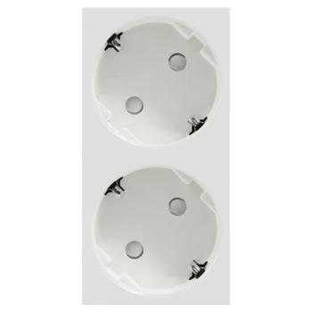 Prise 2x 2P+T DE vis Blanc 