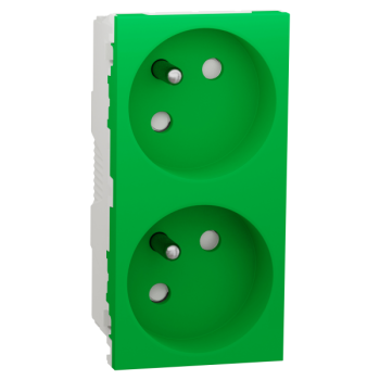  Prise 2x 2P+T FR 45� rap Vert 