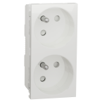  Prise 2x 2P+T FR 45� rap Blanc 