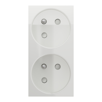  Prise 2x 2P+T FR 45� rap Blanc 