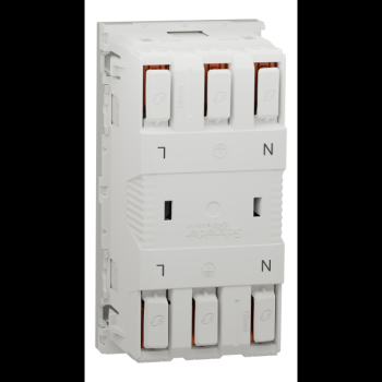  Prise 2x 2P+T FR 45� rap Blanc 