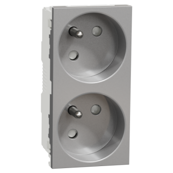  Prise 2x2P+T FR 45� rapide Alu 