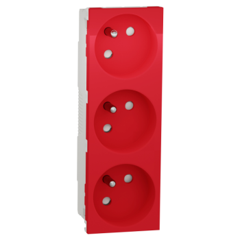  Prise triple 2P+T FR goul Roug 