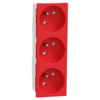  Prise triple 2P+T FR 45� Rouge 
