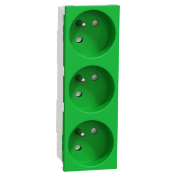  Prise triple 2P+T FR 45� Vert 