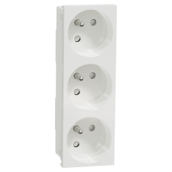  Prise triple 2P+T FR 45� Blanc 
