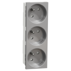  Prise triple 2P+T FR 45� Alu 