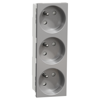  Prise triple 2P+T FR 45� Alu 