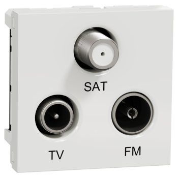  Prise TV + FM + SAT 2m Blanc 