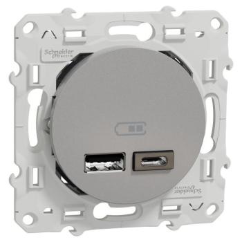  Prise double USB typeA+C Alu 