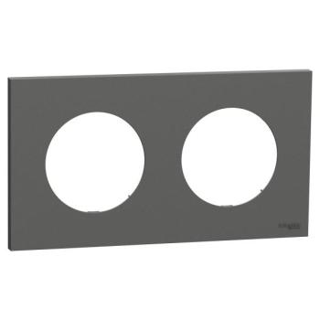  Odace plaque 2 postes gris bas 