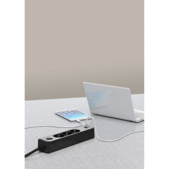  Multipr 5P 2USB 1,5m anthr/alu 